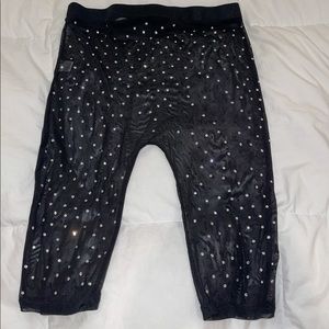 Rhinestone mesh biker shorts